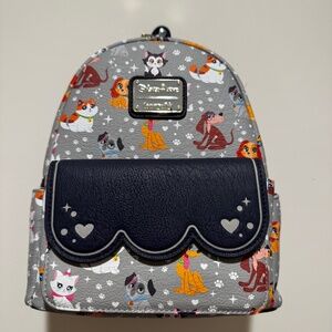 NWT Loungefly Disney Dogs Mini Backpack Grey Black Scalloped Pocket